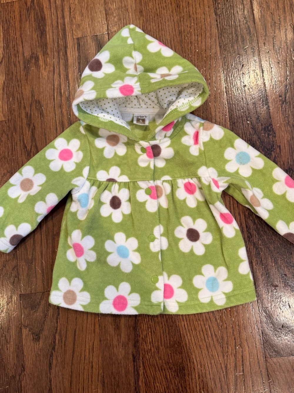 Carter's 6 Months Green Floral Hooded Fleece Jacket